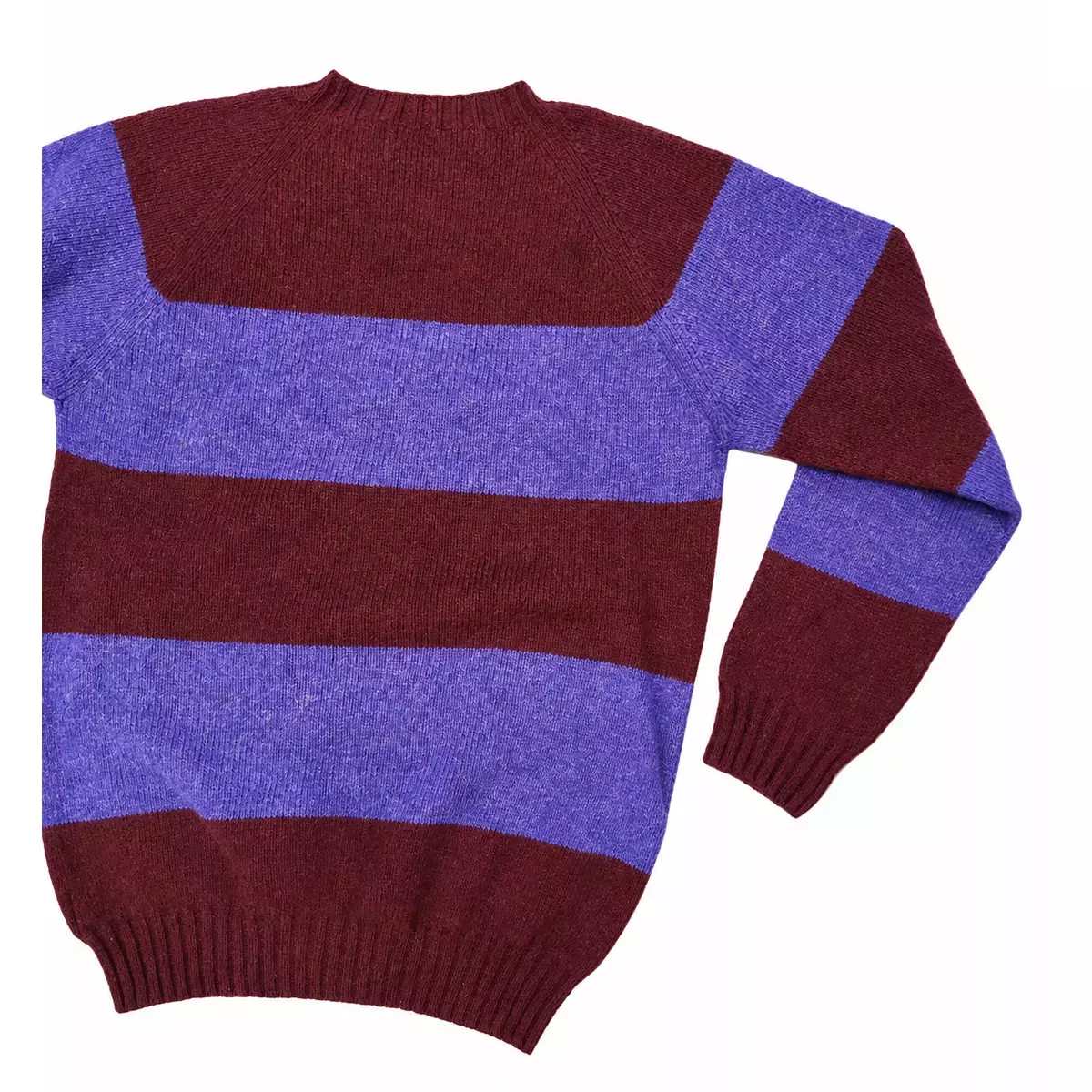 Harley of Scotland Streifenpullover Dunkelrot-Violett Detail Rückseite